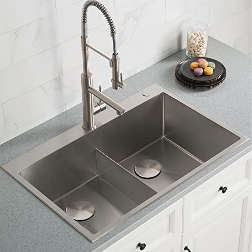 KRAUS Standart PRO 22-inch Drop-In Top Mount 16 Gauge Stainless Steel Single Bowl Laundry Utility Sink, KHT301-22L