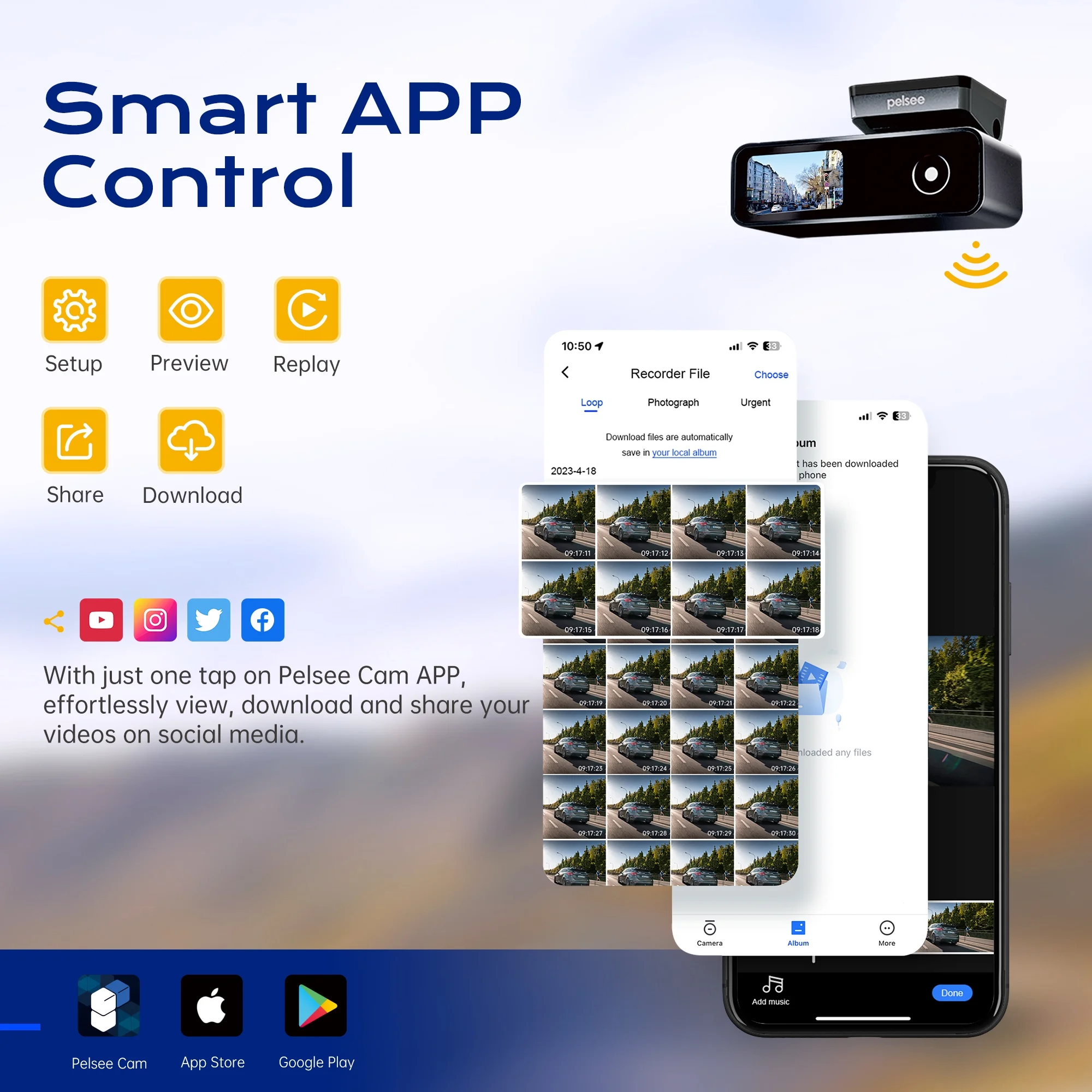 Pelsee 4K Dash Cam Front and Rear, Car Camera with 4K Front Recording, 2K+1080P Dual Dash Cam,  24 Hour Parking Mode, Night Vision, G-Sensor, Loop Recording, Voice Control