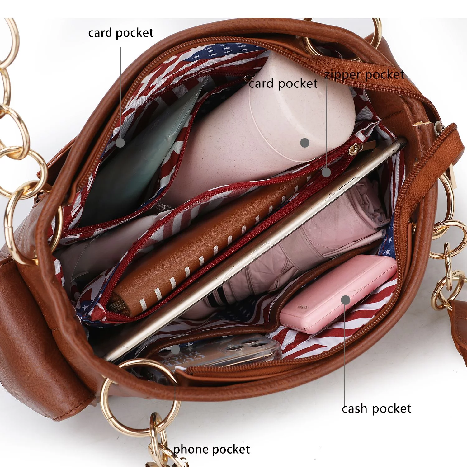 MKF Collection Alaina Vegan Leather Womens Flag Shoulder Handbag by Mia K