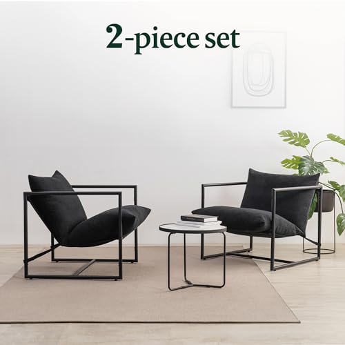 ZINUS Aidan Sling Accent Chair, Metal Framed Armchair with Shredded Foam Cushioning, Black