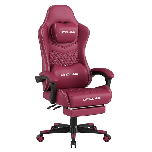 Gaming Chair, Ergonomic Computer Gaming Chair, Retractable Footrest/Waist Support/Ergonomic Backrest, Office/Home Gamer Chair [Spring + High Density Sponge] 400lb Load-Bearing (Black)