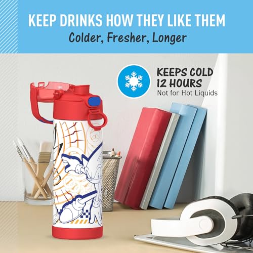 THERMOS FUNTAINER 16 Ounce Stainless Steel Vacuum Insulated Bottle with Wide Spout Lid, Apricot