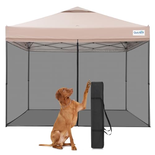Quictent 10x10 Pop Up Screened Canopy Tent, Instant Setup Gazebo for 1 Person with Netting, Portable & Compact, Waterproof & UV Protection, Ideal for Camping, Beach, Parties, and Outdoor Events
