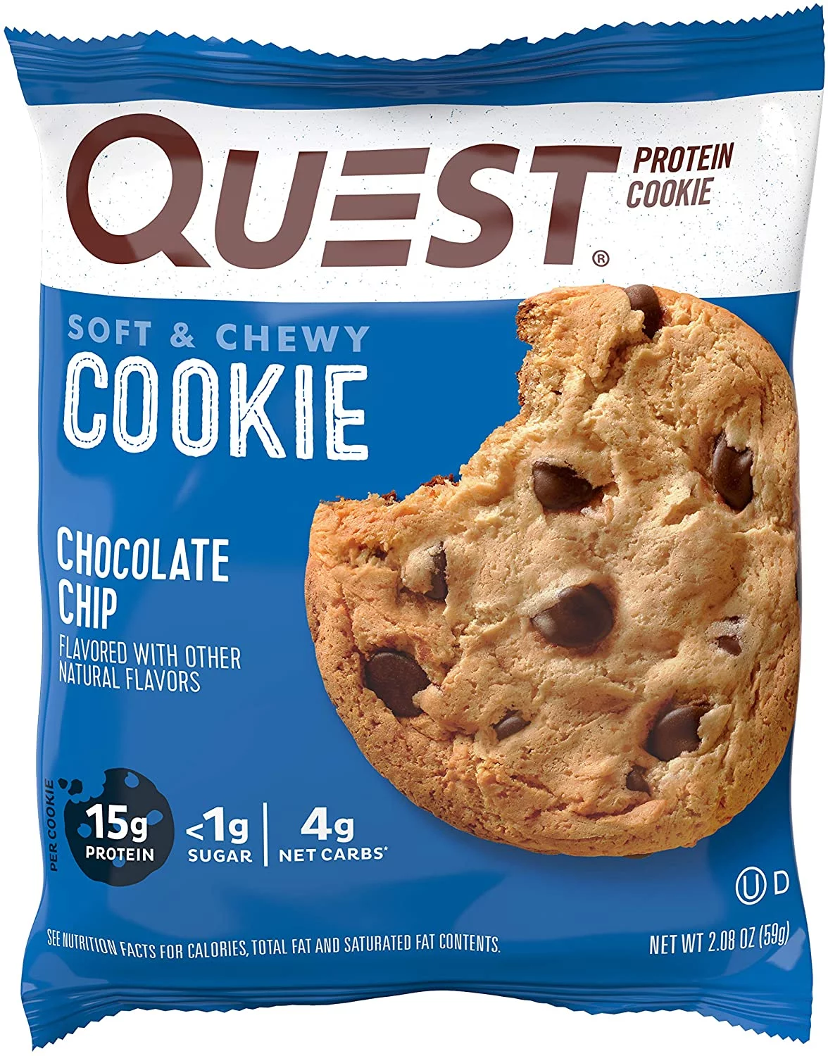 Quest Nutrition Chocolate Chip Protein Cookie, Keto Friendly, High Protein, Low Carb, Soy Free, 12 Count 