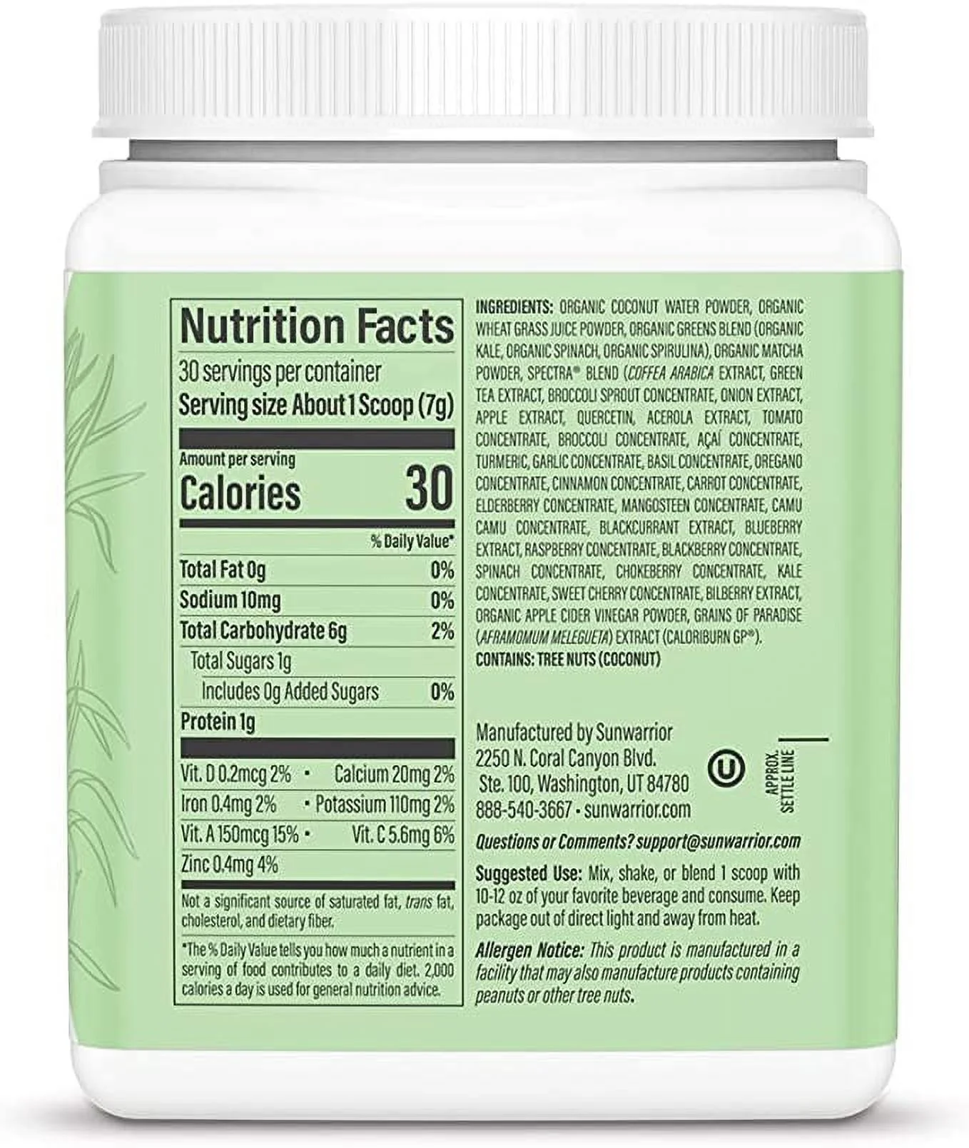 Sunwarrior Thermo Greens Blend Powder | Supergreens Powder Mix Metabolism Booster 7.4 oz