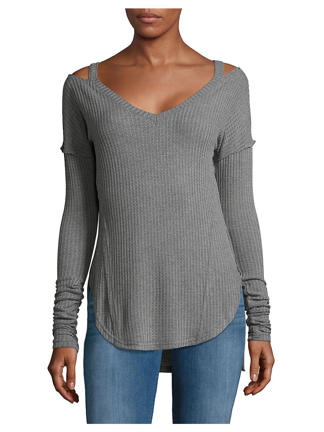 William Rast Women's Ives Cold Shoulder V-Neck Top, Violet ice, Small