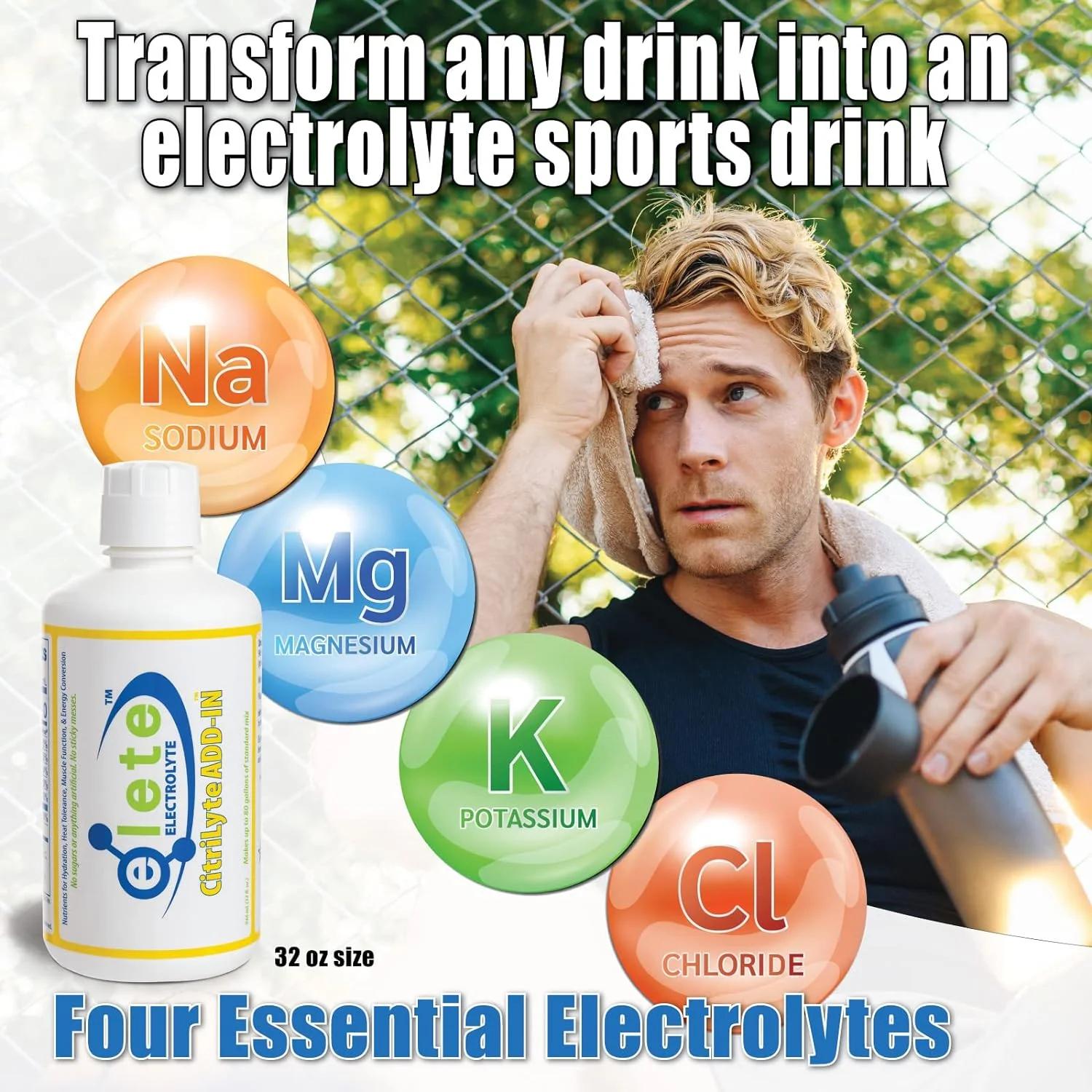 elete CitriLyte Electrolyte Add-in Hydration Drops | Sodium, Magnesium, Potassium | Slight Lemon Flavor, All Natural | Leg and Muscle Cramp Relief | Transform Any Drink into a Sports Drink, 32 oz
