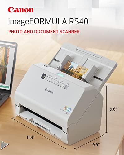 Canon imageFORMULA RS40 - Photo and Document Scanner, Auto Document Feeder, Windows and Mac, Scans Old and New Photos in Varying Sizes, USB Interface