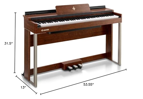 Donner DDP-100 88-Key Weighted Action Digital Piano, Beginner keyboard piano Bundle with Furniture Stand, Power Adapter, White