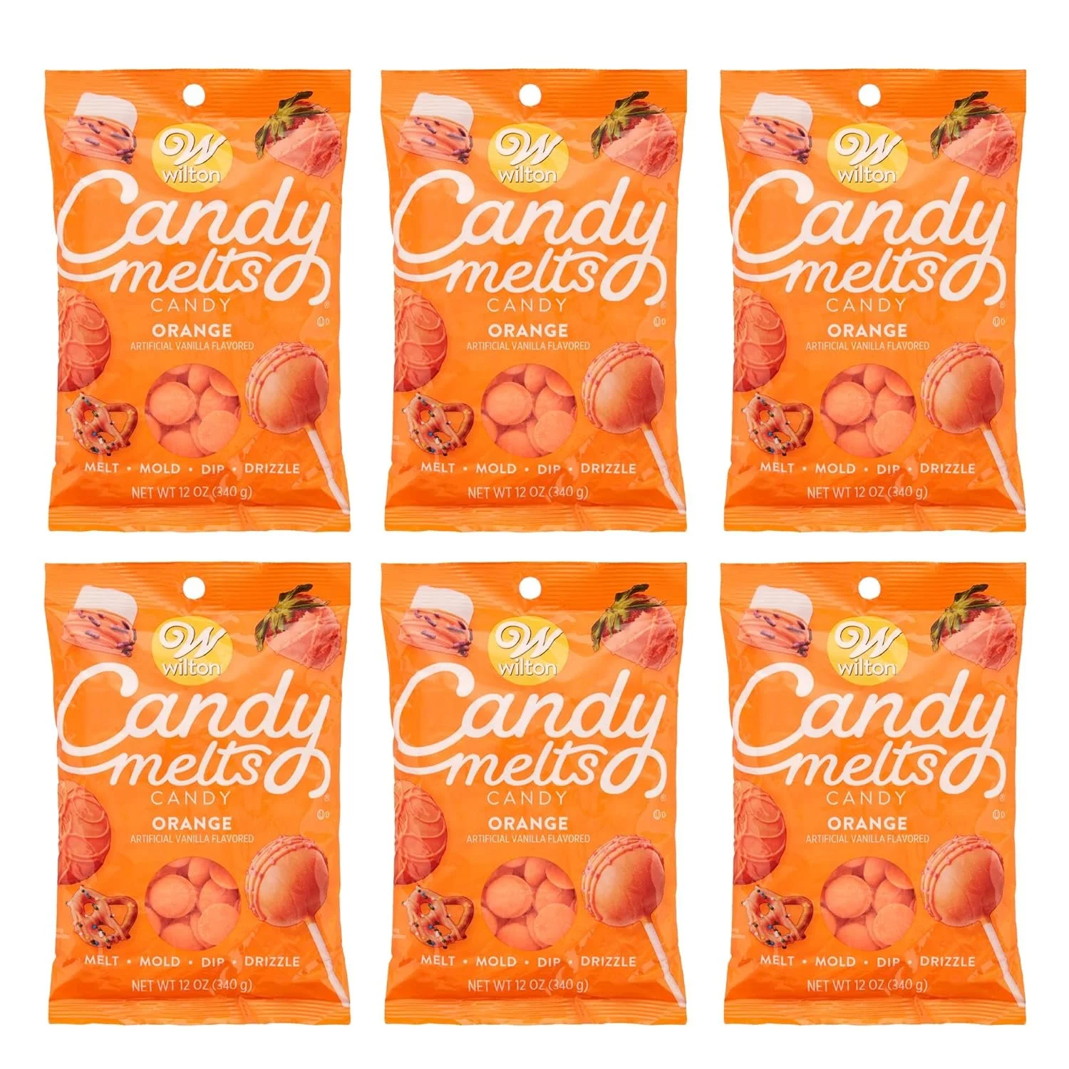 Wilton Orange Candy Melts Candy, 12 oz, Pack of 6