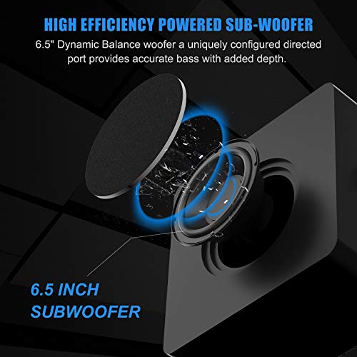 BESTISAN Powered Subwoofer, 6.5'' Side Firing Home Audio Sub, Deep Bass Response Subwoofers, Easy Setup with Home Theater Systems, TV, Speakers, RCA, LFE, AUX Input, High-Level Speaker Input & Output