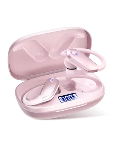 NDO Wireless Earbuds Bluetooth 5.3 Headphones Sport,IPX7 Waterproof Sports Earphones with Earhooks,48H Playtime,Lightweight 7.8g,Fast Charging Case,Noise Cancelling Mic for Running Gym Workout-Black