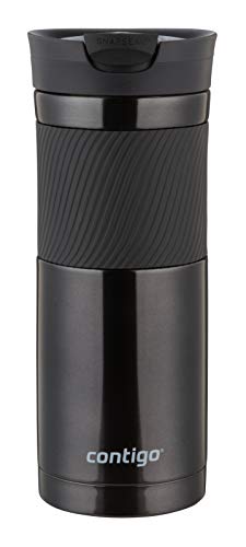 Contigo Byron Snapseal Travel Mug, Stainless Steel Thermal Mug, Vacuum Flask, Leakproof Tumbler, Coffee Mug with BPA Free Easy-Clean Lid, 590 ml, Black