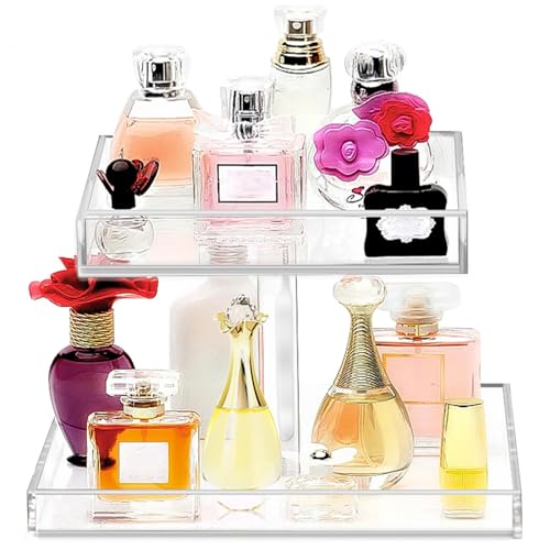 YAGELI Perfume Organizer Display Tray Acrylic Handmade Large Vanity Trays Makeup Storage Holder Bathroom Organizer Countertop for Table Cabinet Kitchen Countertop