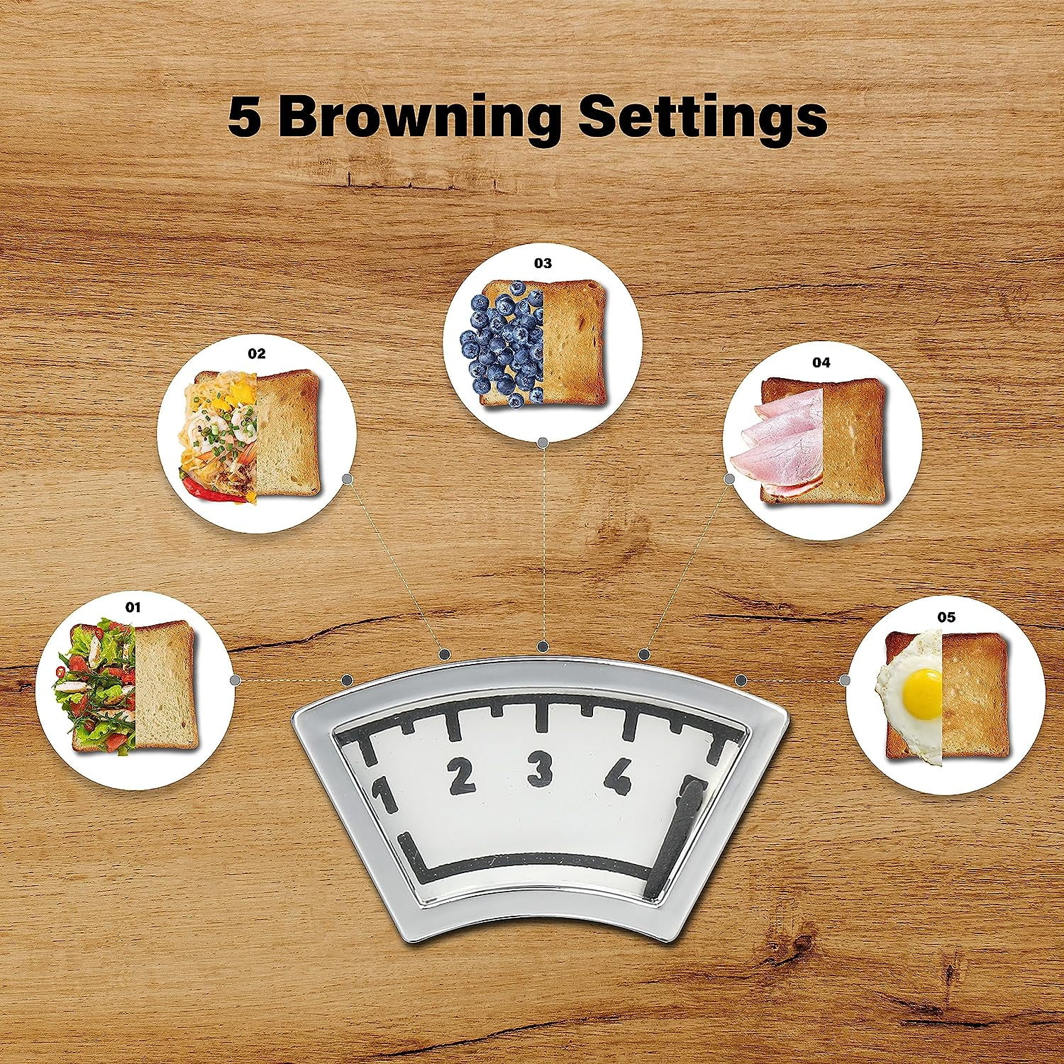 YSSOA 2-Slice Toaster with 1.5 inch Wide Slot, Toast Bread Machine with Removable Crumb Tray, Black