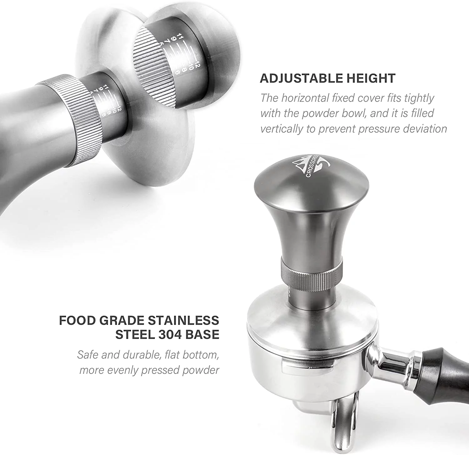 58mm Coffee Tamper, Espresso Tamper Barista 58mm Hand Tamper by CrossCreek with Stainless Steel Flat Base 6296-51202-01A