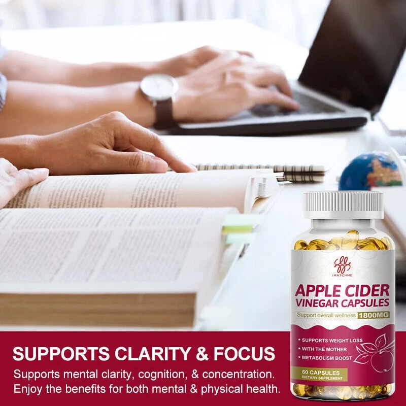 Apple Cider Vinegar Capsules 1800mg with The Mother Weight Loss,Fat Burner 60 Count
