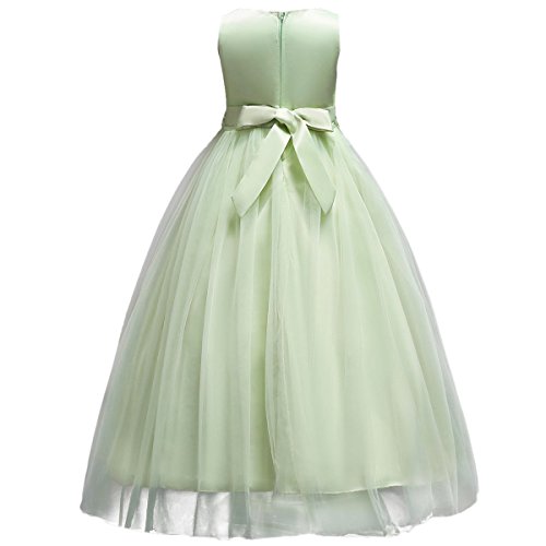 Big Girls Lace Flower Wedding Bridesmaid Formal Party Tulle Dresses Long Pageant Communion Prom Floor Length Ball Gown