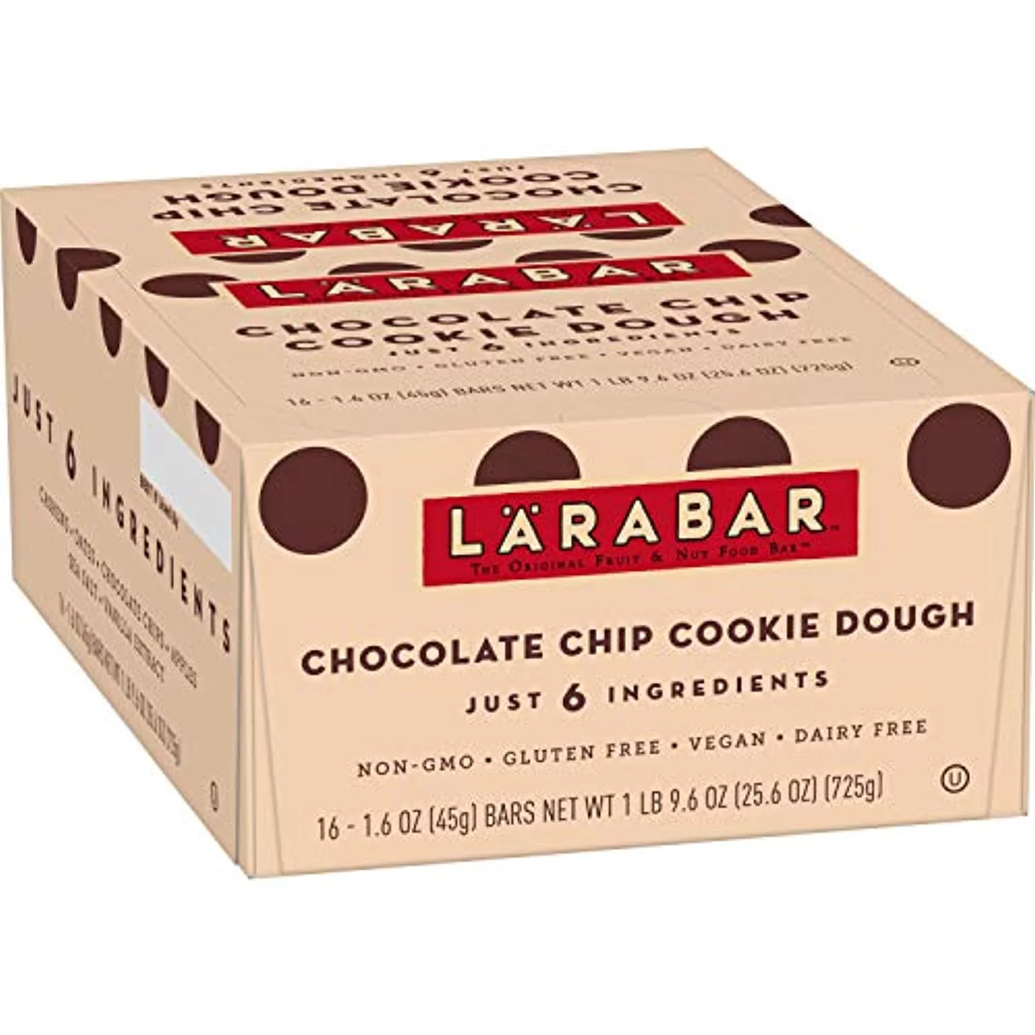 Larabar Gluten Free Bar, Chocolate Chip Cookie Dough, 1.6 Oz Bar, Whole Food Gluten Free Bars, Dairy Free Snacks, 16 Count