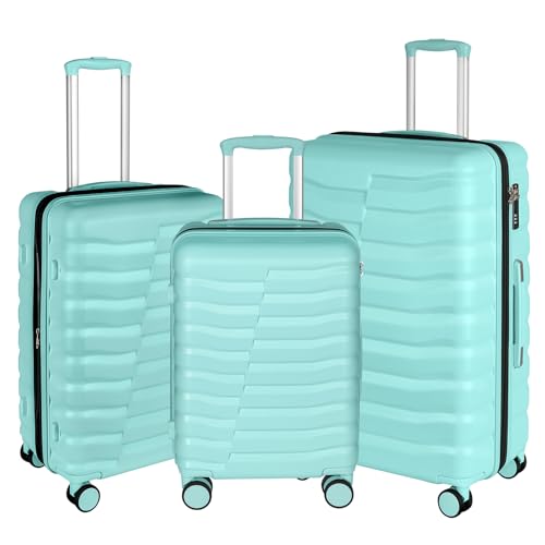 Lightweight Luggage with Spinner Wheels & YKK Zipper, 3-Piece Travel Suitcase ABS+PC Hardshell Luggage Set with TSA Lock, Light Avocado Green (20+24+28 inch)