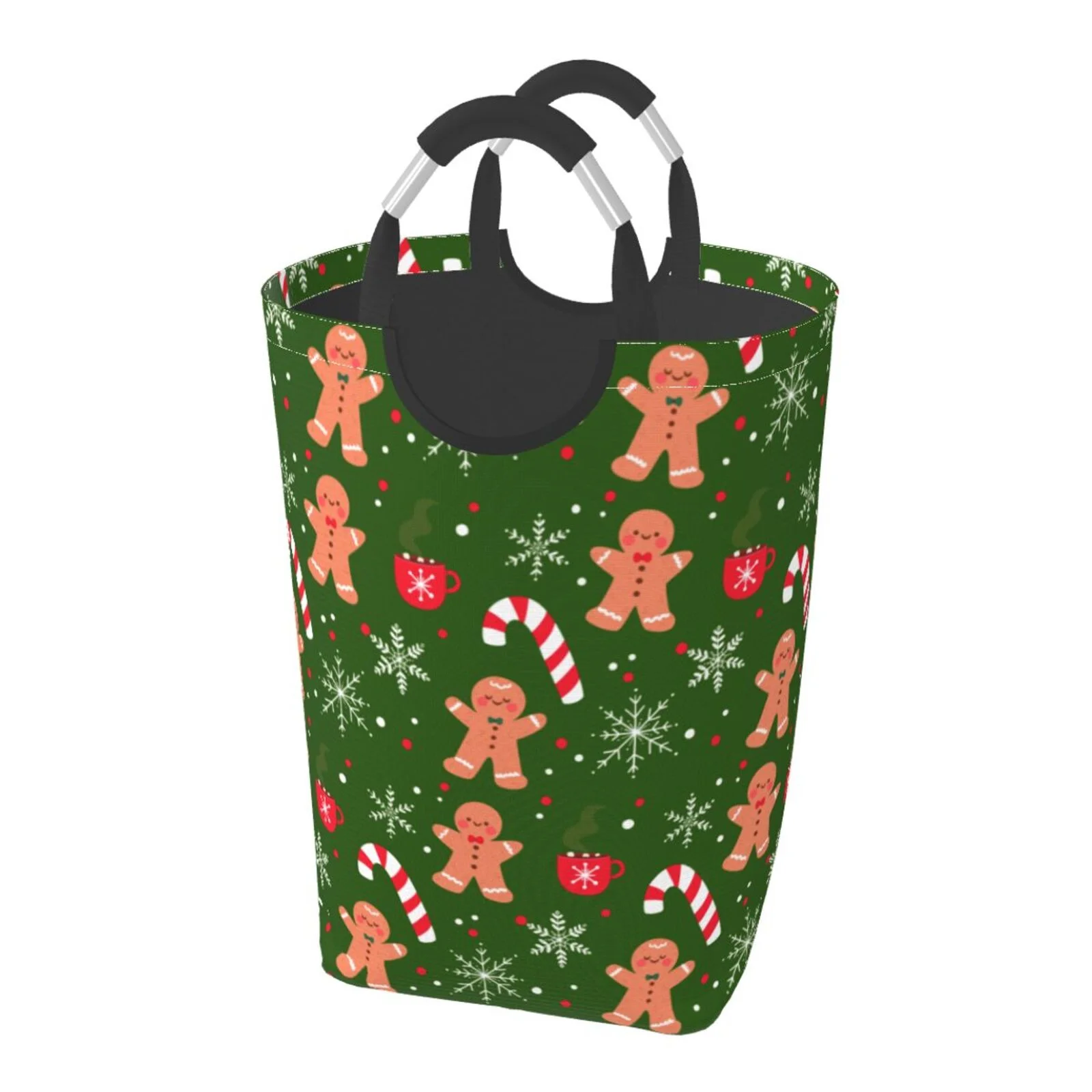 XMXT Collapsible Laundry Basket Hamper, Cartoon Santa Lollipop Man Large Laundry Bag Clothes Hamper with Aluminum Handle, 50L