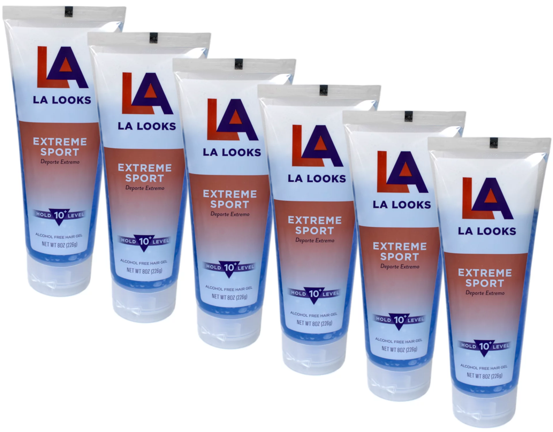 LA Looks Extreme Sport Alcohol Free Hair Gel Hold Level 10 8 oz Pack of 6