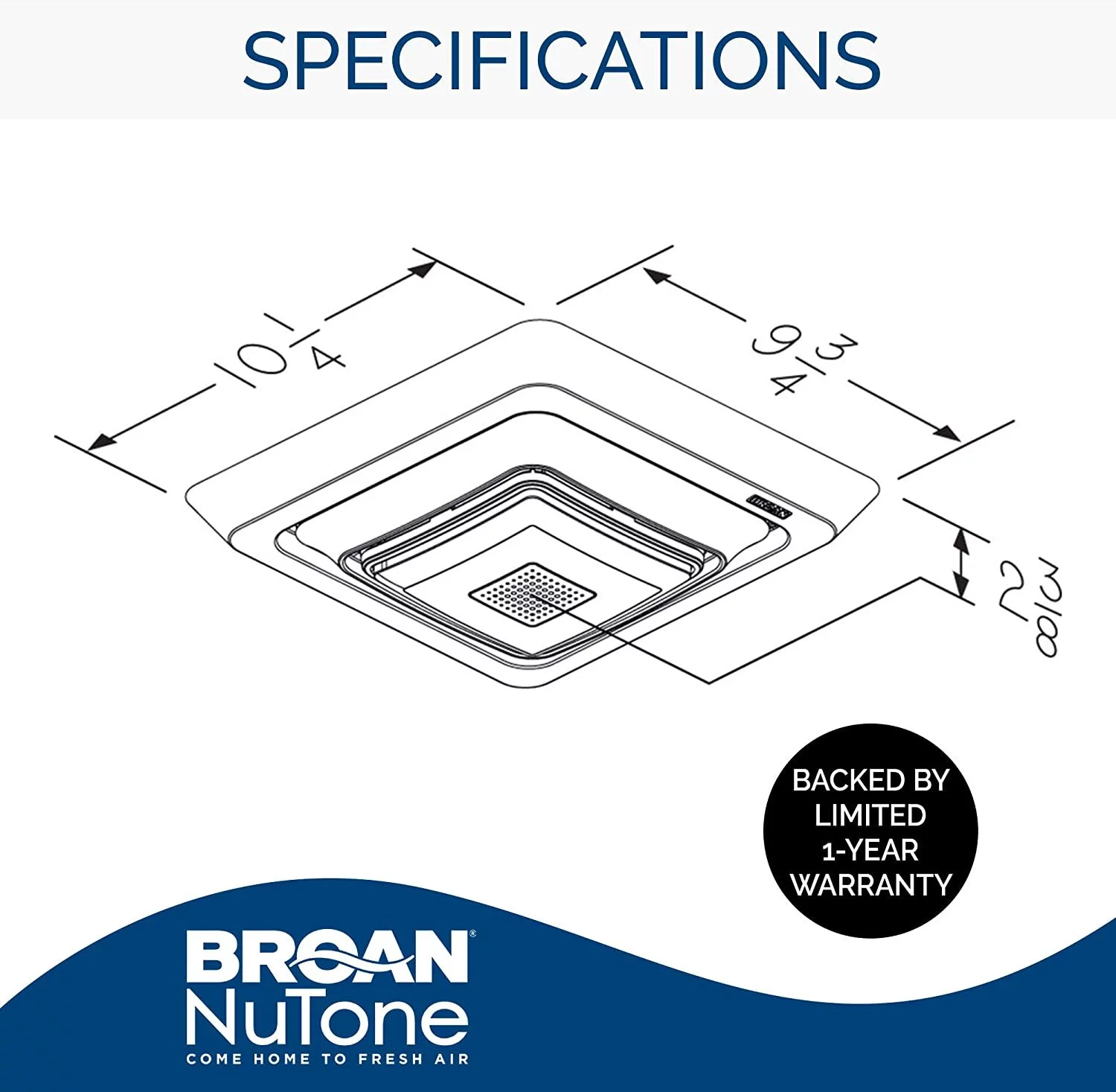 Broan-NuTone FG800SPK Bluetooth Speaker Bathroom Exhaust Grille Cover with LED Light, White Bath Fan