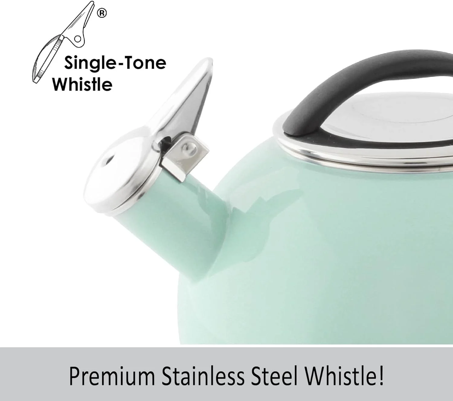Anniversary Enamel On Steel Whistling Tea Kettle, 2 Quart (Sage Green)