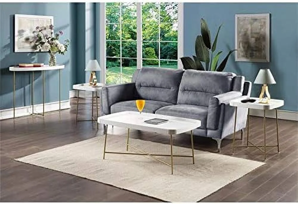 Coffee Table In White Wood Finish With X Legs