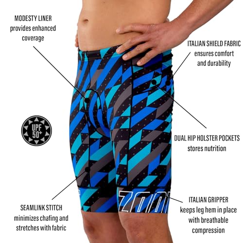 Zoot Men’s LTD 9-Inch Triathlon Shorts, Endurance Cycle Padded Shorts, for Swim, Bike, Run with Quick Drying UPF 50 + Fabric