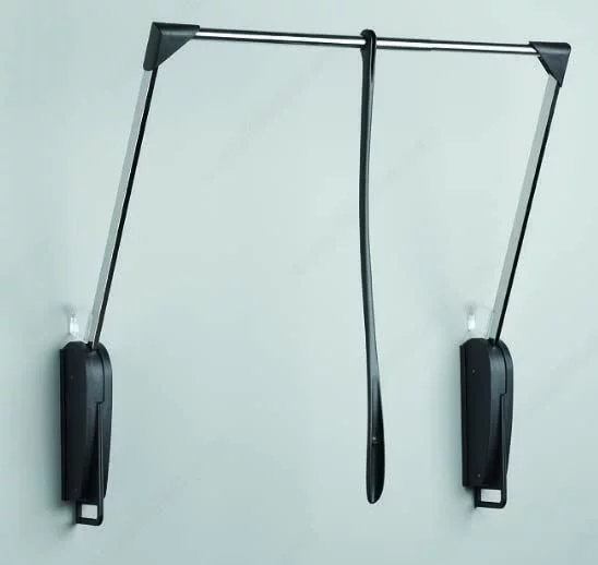 Servetto ClosetPro Central Wall-Mounted Soft-Close Wardrobe Lift Expanding Steel Tubing with Black Plastic Housing, 22 lb Weight rating (For 24 1/2