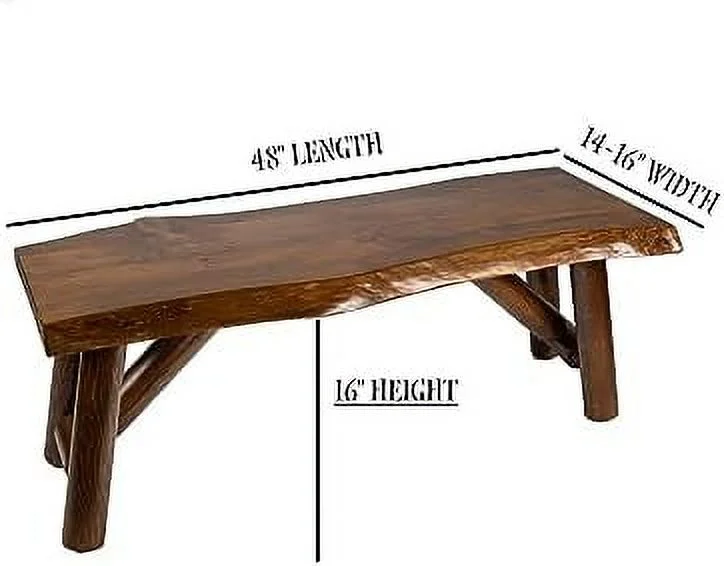 HOOMHIBIU SRL Rustic Logwerks Indoor Bench \u2014 Pine & Cedar Wood Bench \u2014 Front Porch Decor \u2014 Live Edge Small Bench for Entryway  Garden &  \u2014 Handcrafted Wooden B