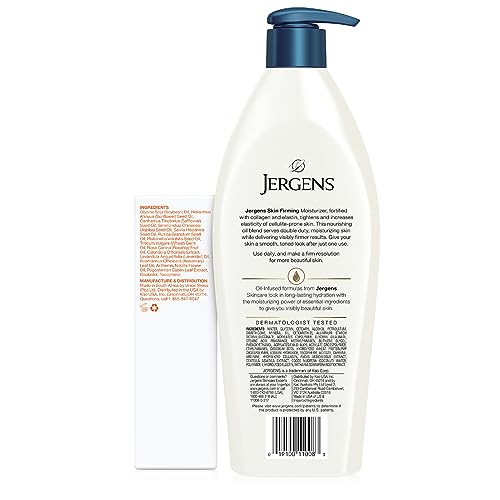 Jergens Skin Firming Body Lotion for Dry to Extra Dry Skin, Skin Tightening Cream with Collagen and Elastin, Instantly Moisturizes Dry Skin, Dermatologist Tested, Hydralucence Blend, 3-16.8 oz