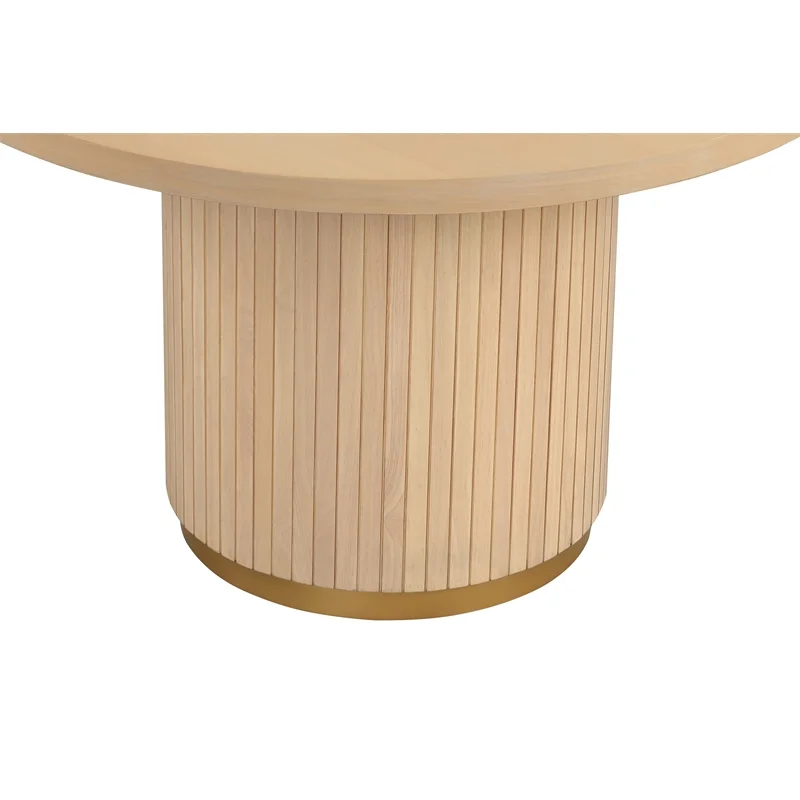 Celeste Light Brown Oak Wood Pedestal Dining Table (Seats 4)