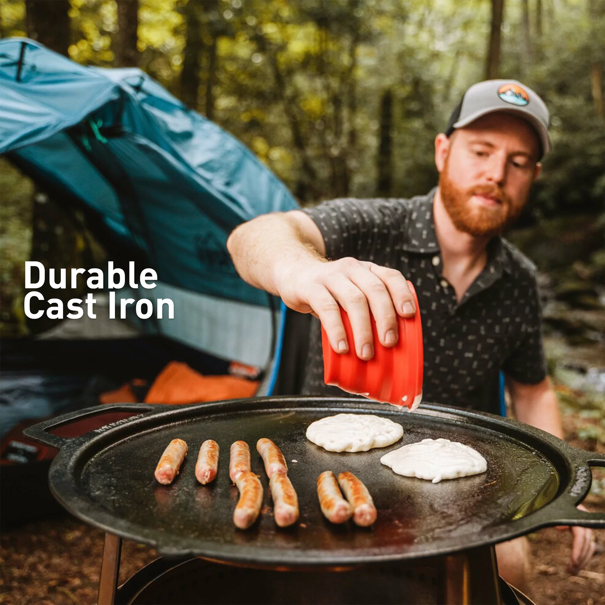 Solo Stove Bonfire Griddle + Hub, Cast Iron Cookware with Stainless steel Hub for 8” Elevation, Addition to Bonfire fire pit, Weight: 19.5lbs , Cooking surface diameter 17.75