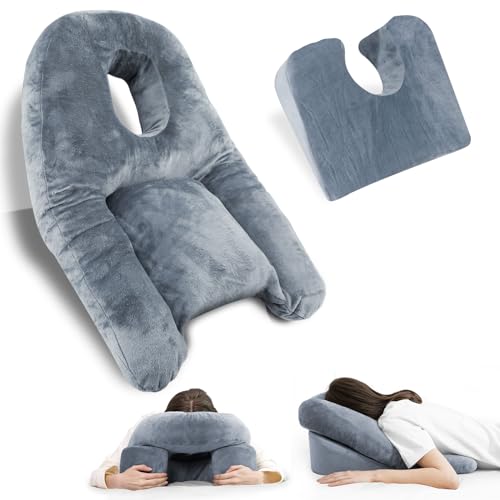 HOMCA Face Down Pillow After Eye Surgery - Home Massage Pillow Face Down for Bed, BBL Pillow After Surgery Stomach Sleeping Pillow with Shredded Memory Foam and Removable Cover