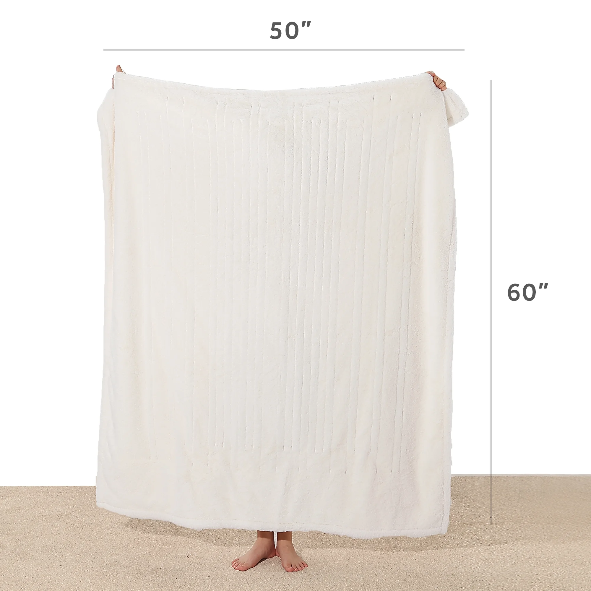 Sunbeam White Faux Fur Heated Electric Throw