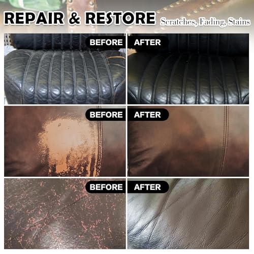Leather Recoloring Balm Restoration - Leather Dye Vinyl Paint Leather Color Restorer Car Seats Furniture Couch Chair Shoes Boots Purse Jacket Saddle Fade Stain Scratch Repair Cream(Black)