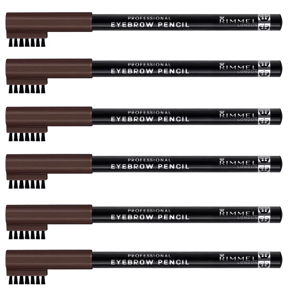 Pack of (6) Rimmel Professional Eyebrow Dark Brown 001, 0.05 Ounces