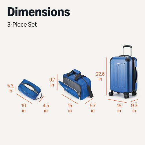 Amazon Basics 3-Piece Luggage Set, Including Carry-On Luggage (22