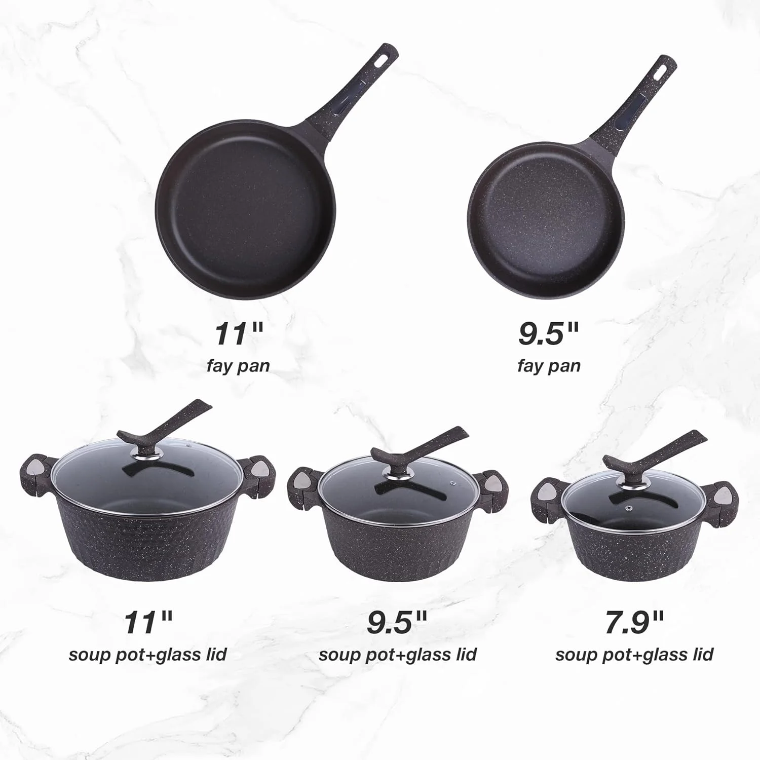 Nonstick Cookware Set 8 Piece,Dishwasher Safe Pots And Pans Set,Large Capacity Pots Set,Classic Kitchen Cookware Set,Black