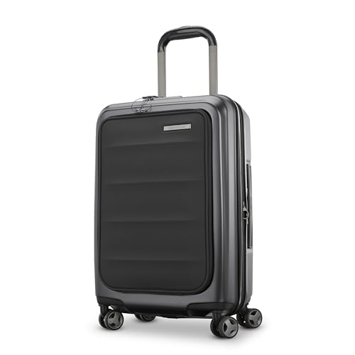 Samsonite Carry-On Pro Front Pocket Hardside Expandable 21-Inch Octiv Luggage: Durable & Impact Resistant, 360° Aero Trac Spinner Wheels, Adjustable Telescopic Handle, TSA Approved Lock - Silver