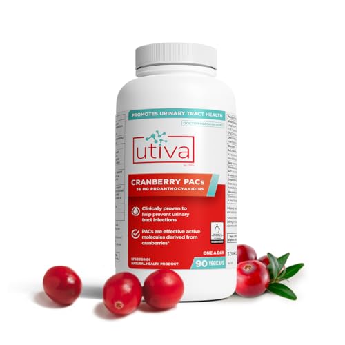 Utiva Cranberry PACs – Clinically Studied Ingredients 36mg PACs for UTI Avoidance - Supplement for Urinary Tract Health for Women and Men – Cranberry Extract Pills for Bladder Health, 30 Vegi Capsules
