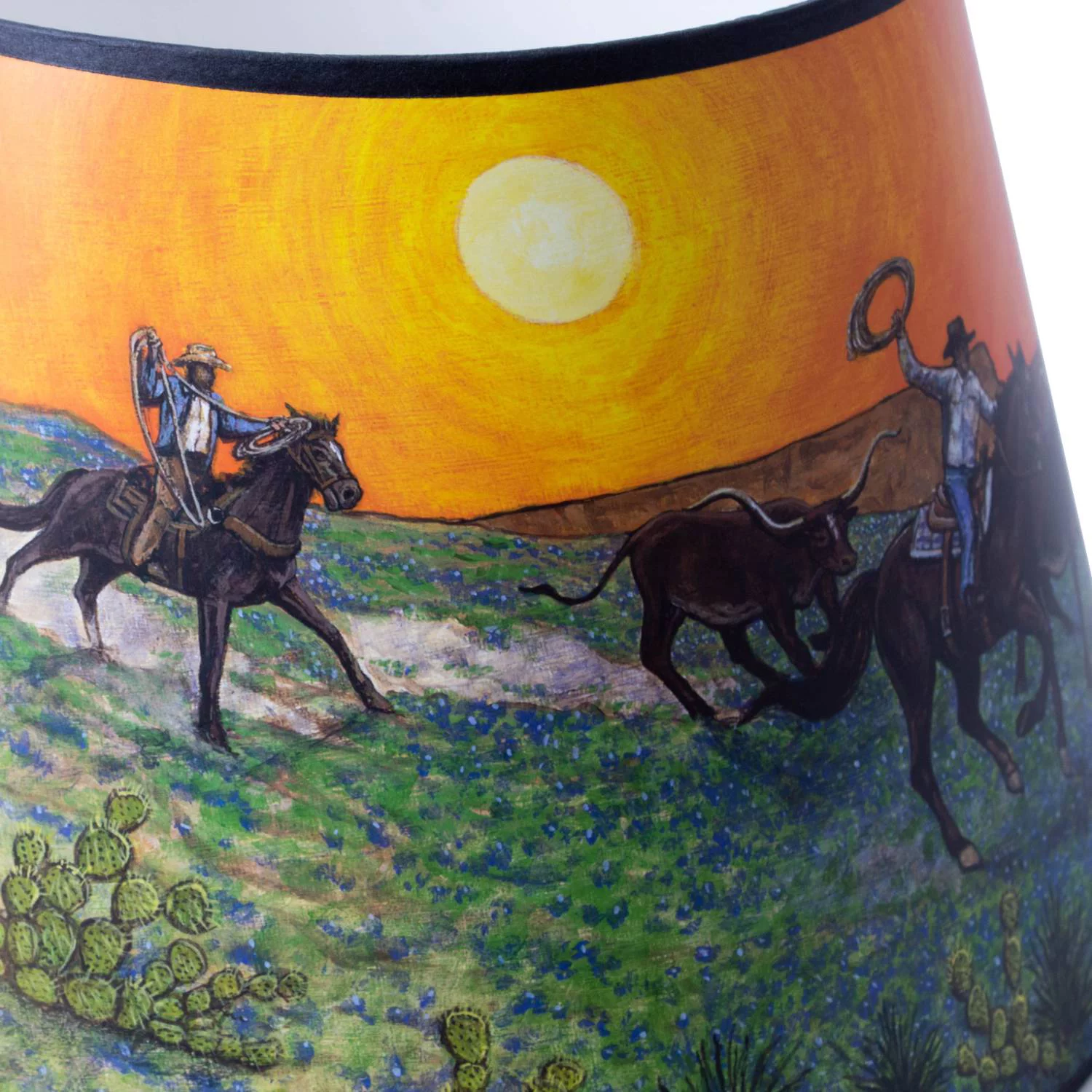 Aladdin Heartland Wicker Oil Lamp with Ride Into The Sunset Shade