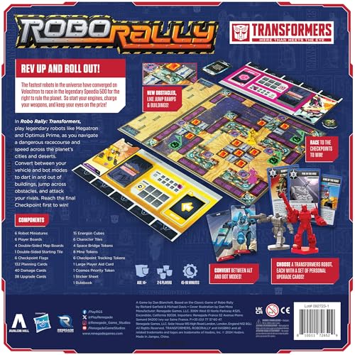Renegade Game Studios: Robo Rally: Transformers - Racing Board Game, Play As Legendary Robots, Rev Up & Roll Out, Ages 14+, 2-4 Players, 45-90 Min