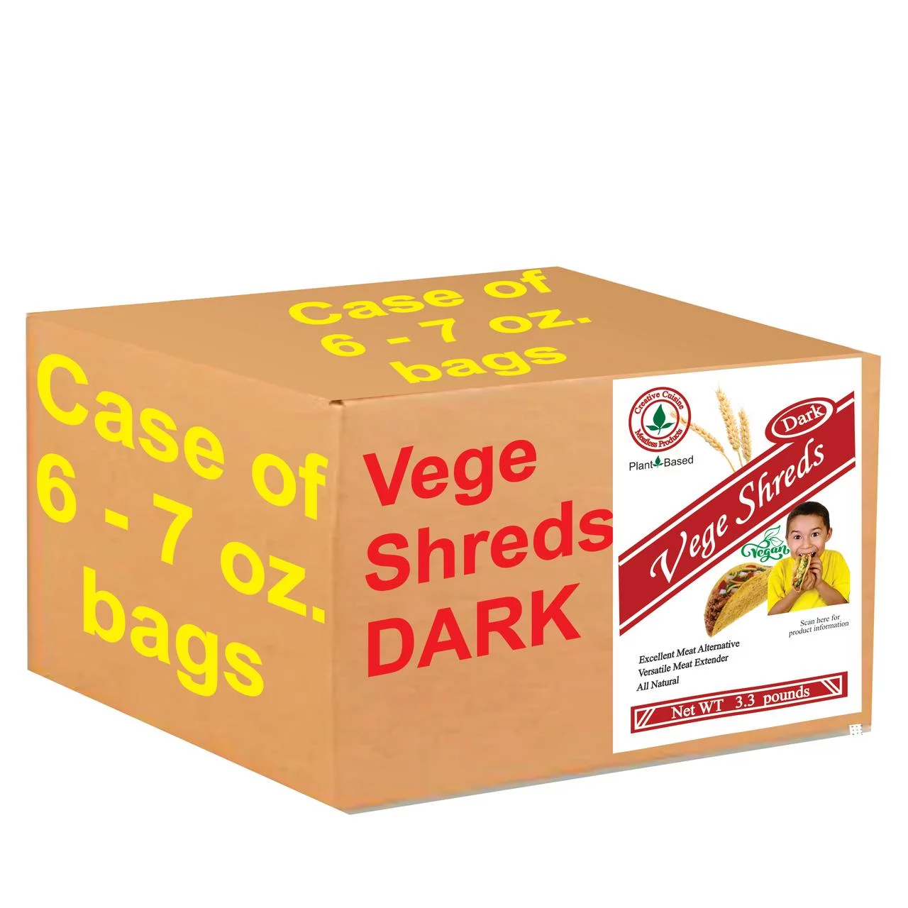 Vege Shreds Dark, Veggie Meat, Shredded Beef, Shredded Dark Meat , 6-7 oz bags, FREE SHIPPING