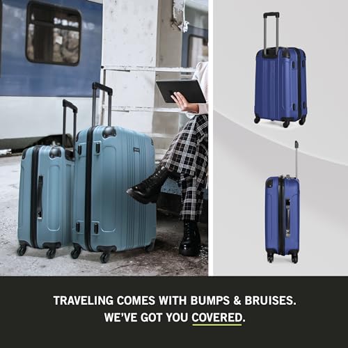 Kenneth Cole REACTION Out of Bounds Lightweight Hardshell 4-Wheel Spinner Luggage, Cobalt Blue, 20-Inch Carry On