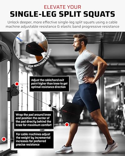 Knee Support Attachment for Split Squats on Cable Machine, Resistance Bands & Smart Gyms – Build Knee Strength, Mobility & Stability – Home & Commercial Gym Accessory