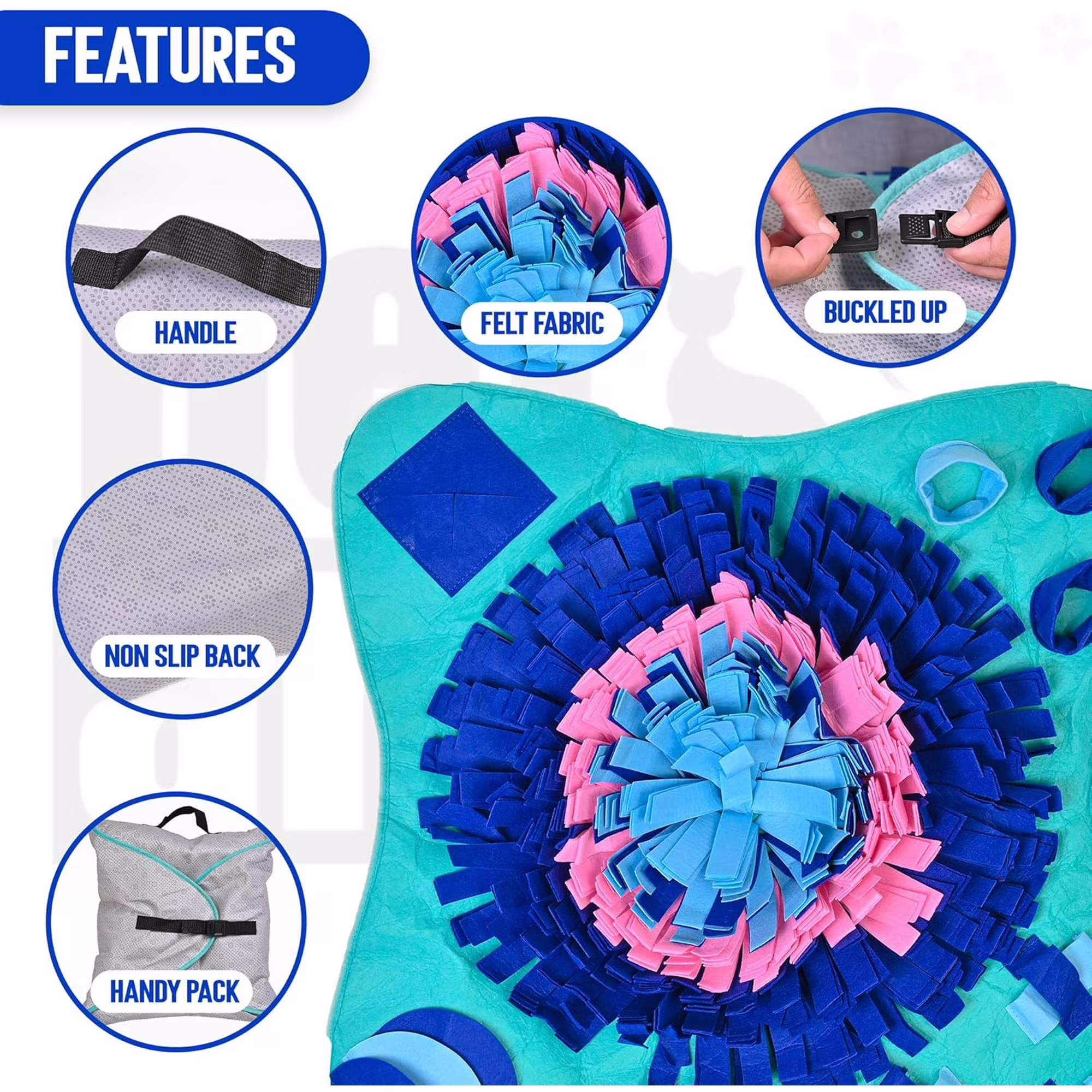 Enrichment Toy for Dogs and Cats - 25" x 25" Snuffle Mat for Natural Foraging & Stress Relief