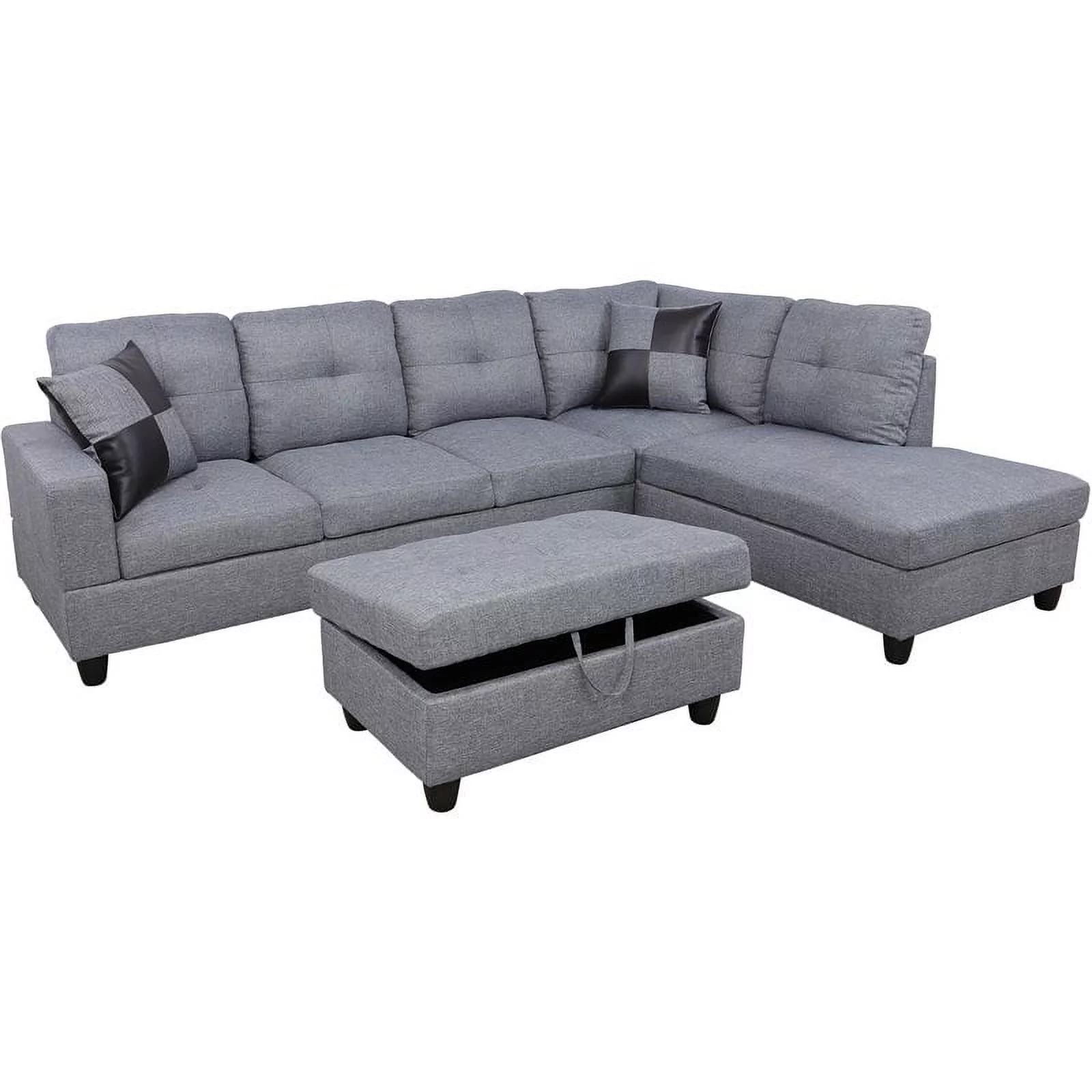 Lifestyle Furniture Edward Right-Facing Sectional & Ottoman in Cloud Gray
